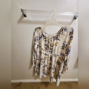 American Eagle Outfitters Floral Dress - Cream and Blue